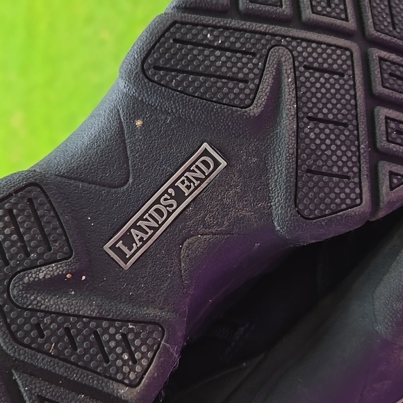 LANDS' END Black Suede Navy Upper All Weather Quilted Winter Boots 7D - Picture 3 of 5